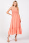 Coral Smocked Bodice Maxi Dress