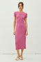 Magenta Rib Knit Back Slit Dress