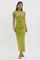 Light Olive Ruched Maxi Dress