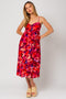 Red Sleeveless Front Twist Back Smocking Midi Dress