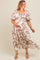 Brown Floral Puff Sleeve Maternity Plus Midi Dress