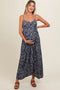 Navy Paisley Button Down Cami Maternity Maxi Dress