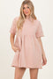 Mauve Raw Hem Short Sleeve Dress