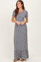 Navy Striped Short Sleeve Maxi Dress