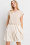 Oatmeal Contrast Pleated Mini Dress