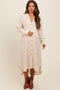 Beige Button Down Maternity Midi Dress