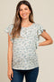 Blue Floral Ruffle Sleeve Maternity Blouse