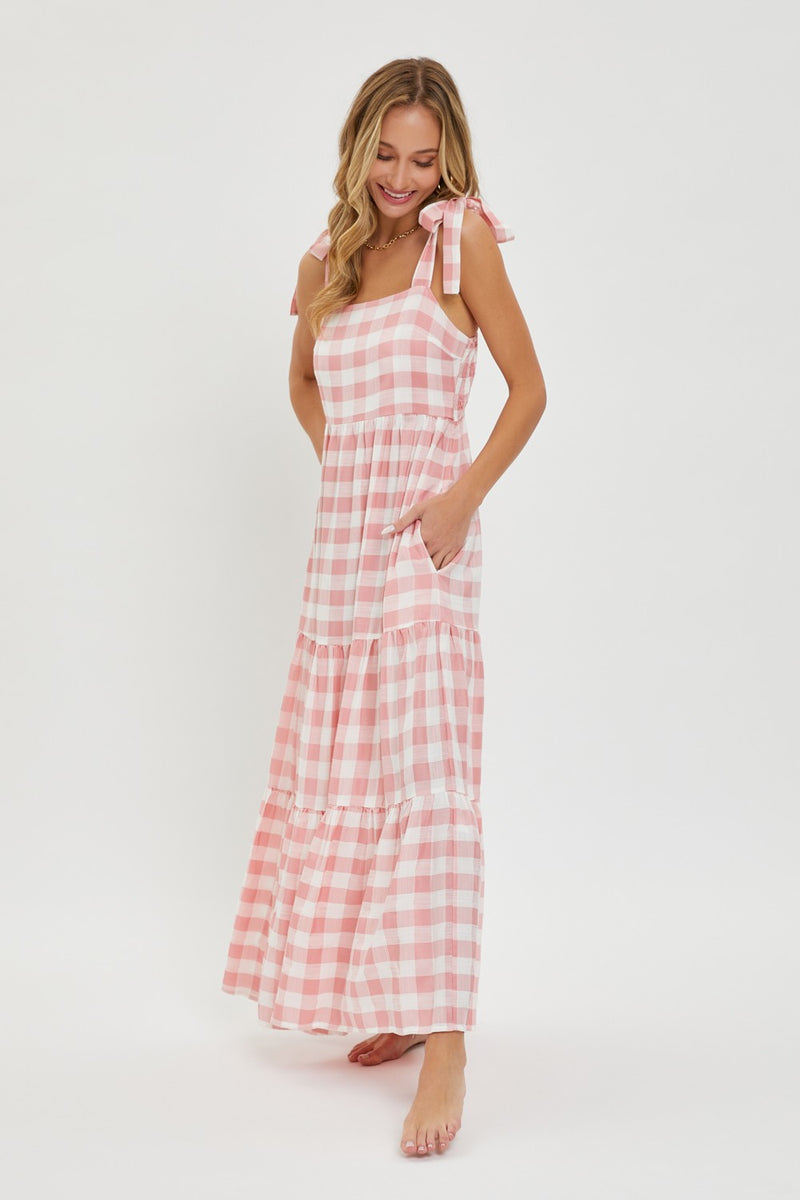 Pink Gingham Maxi Dress – PinkBlush