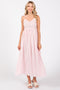 Light Pink Floral Crochet Contrast Midi Dress