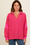 Fuchsia Striped Relaxed Fit Top