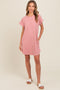 Mauve Ribbed Round Hem Dress
