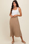 Mocha Ribbed Knit A-Line Midi Skirt