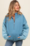 Blue Colorblock Half Zip Maternity Hoodie