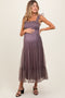 MauveMesh Overlay Smocked Maternity Midi Dress