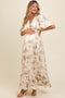 Cream Floral Chiffon Ruffle Accent Maternity Maxi Dress