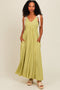Lime Contrast Shoulder Tie Smocked Maxi Dress