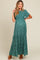 Deep Teal Floral Smocked Flutter Sleeve Maternity Maxi Dress