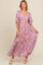 Light Pink Floral Border Print Flutter Sleeve Maxi Dress