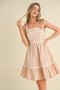 Taupe White Contrast Binding Mini Dress