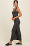 Black Striped Ribbed Open Back Maxi Dress
