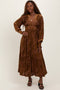 Mocha Floral Velvet Overlay Maxi Dress
