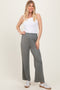 Olive Ribbed Smocked Waistband Wide Leg Pants