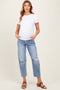 Blue Distressed Open Knee Straight Leg Ankle Maternity Jeans