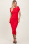 Red Ruched Bust Short Sleeve Maxi Dress