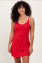 Red Contrast Trim Romper Dress