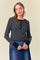 Black Striped Snap Button Henley Top