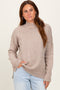 Light Taupe Mock Neck Contrast Seam Sweater