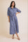 Blue Floral Button Down 3/4 Sleeve Maxi Dress
