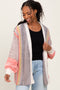 Charcoal Colorblock Stripe Knit Open Cardigan