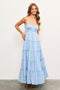 Light Blue Shirred Bust Ruffle Tiered Maxi Dress
