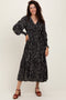 Black Floral Button Maxi Dress