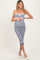 Navy Striped Knit Strapless Maternity Midi Dress