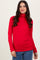 Red Brushed Knit Basic Turtleneck Top