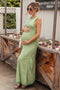 Green Striped Maternity Maxi Dress
