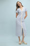 Light Blue Striped Button Down Midi Dress