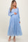 Periwinkle Lace Smocked Bubble Sleeve Maternity Maxi Dress