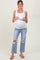 Light Blue Distressed Cutout Maternity Straight Leg Ankle Jeans