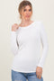 Ivory Ribbed Scoop Neck Long Sleeve Top