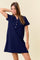 Navy Unfinished Seam Short Sleeve Mini Dress