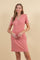 Mauve Ribbed Short Sleeve Henley Dress