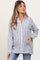 Navy Striped Double Pocket Maternity Button Down Top