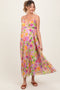 Lilac Floral Pleated Open Back Maternity Maxi Dress