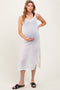 White Spaghetti Strap Slit Backless Maternity Cover Up Dress