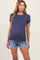 Blue High Rise Cuffed Maternity Denim Shorts