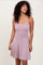 Mauve Solid Ribbed Knitted Adjustable Strap Sleeveless Mini Dress