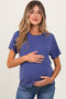 Navy Basic Round Neck Short Sleeve Maternity T-Shirt